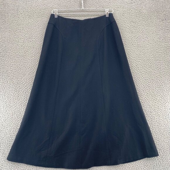 Talbots Skirt Womens 8 Petite Black Wool A Line Midi Gored Office Career Work - Picture 1 of 10